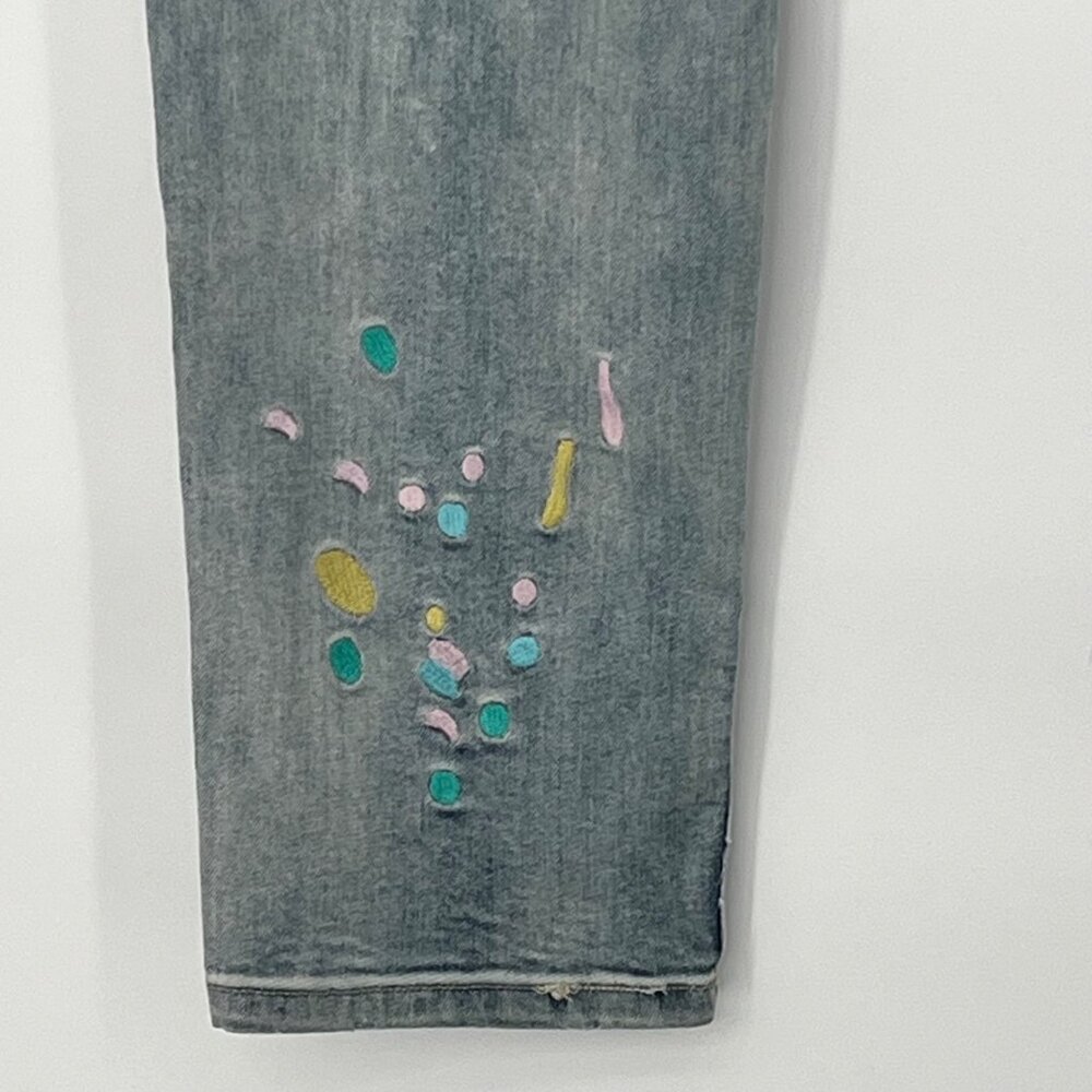 Sarenade Light Wash Denim Jeans With Multicolor Paint Splatter Size 40 X 32 - Picture 5 of 9